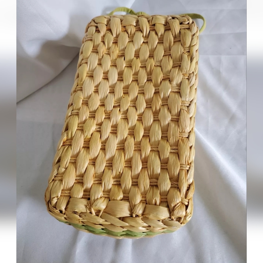 Sun 'N' Sand Bag Woven Rattan Straw & Fabric Beach Drawstring Colorful Purse - Picture 10 of 15